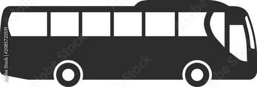 Simple modern city bus icon representing public transportation, passenger transit, urban mobility, and travel services for maps, navigation, logistics, and transportation applications