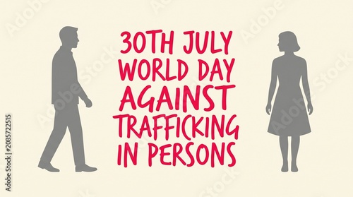 Human silhouettes with text commemorating world day against trafficking in persons