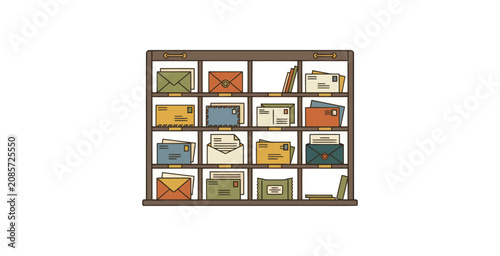 Obraz na plátně Mail Sorter with Envelopes Vector Illustration