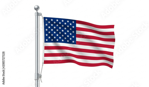 Obraz na płótnie United States national flag on flagpole vector illustration with accurate propor