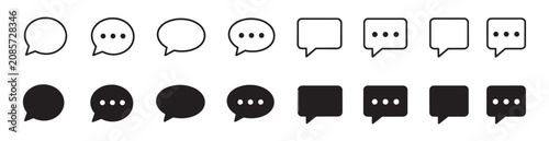 Fotografía Speech Bubble and Chat Message Line Icons Set for Communication, Messaging, Conv