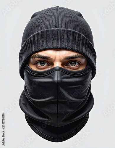 Man wearing black mask & hat