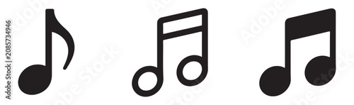 Obraz na plátně Music notes icons set showing different styles of melodic symbols for creative audio design projects