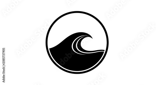 Bilde på lerret Wave icon enclosed within a circle depicts flowing water to represent ocean sports and nature