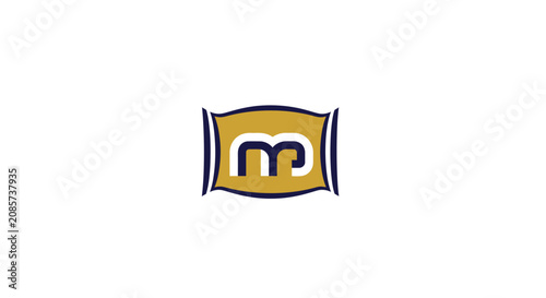 фотографія Letter M logo design encased in a rectangular gold frame provides a sophisticated emblem for luxury branding and corporate identity