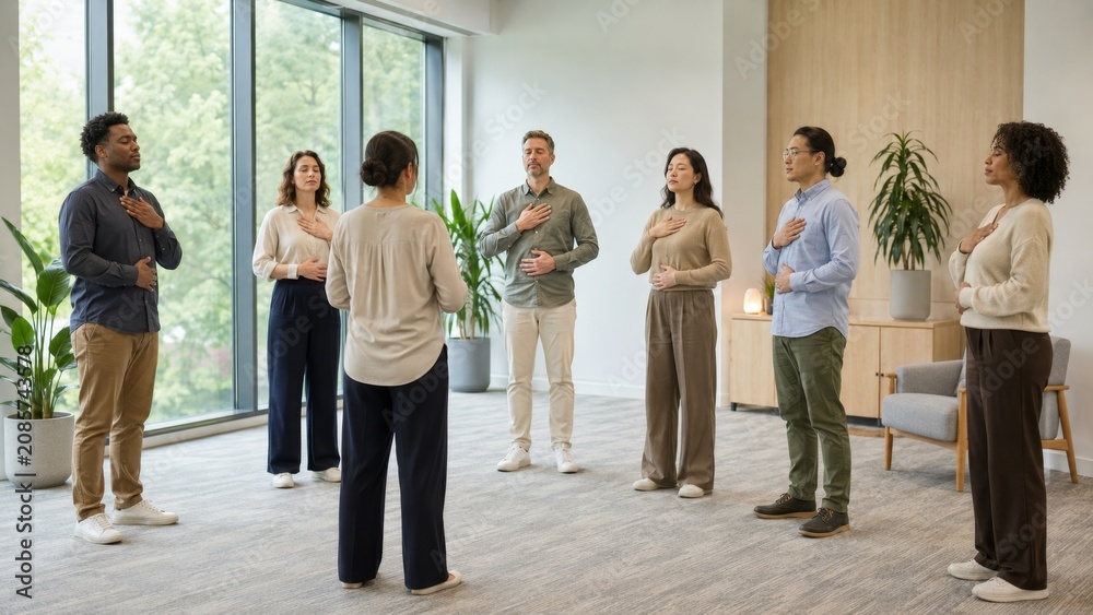 Fototapeta premium Workplace Mental Health Support and Mindfulness Session