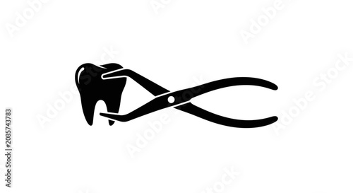 Tableau sur toile Dental forceps gripping a molar tooth illustrate professional oral surgery procedures