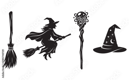 Halloween Witchcraft and Magic Elements Set