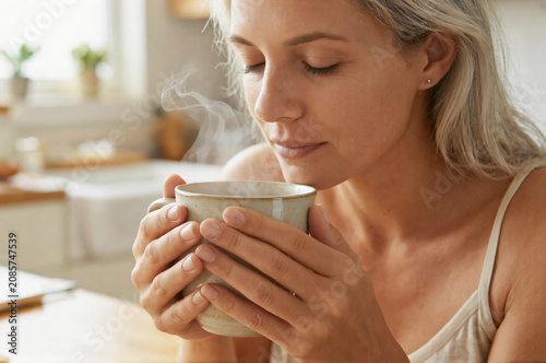 A Woman Holding a Cup of Coffee