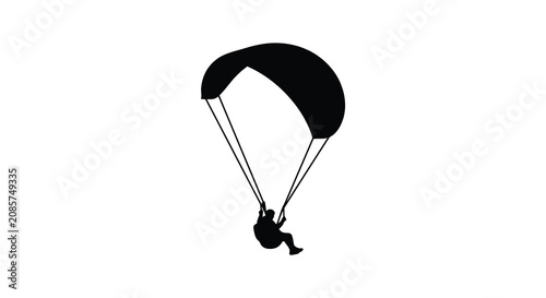 Photos Paraglider Silhouette Against White Background Minimalist Aerial Sport Design