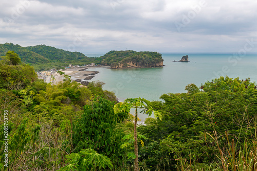 Suicide Rock and Sua beach along Pacafic Ocean, Atacames, Esmeraldas province, Ecuador.
