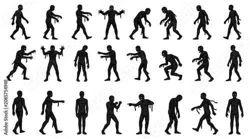Bild auf Leinwand Zombie Silhouette Collection: Multiple Poses and Actions
