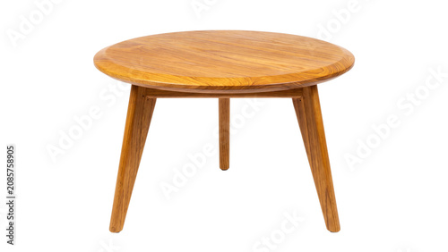 Cuadro en lienzo A wooden stool with a round seat and three legs isolated on transparent backgrou