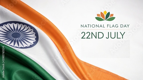 National Flag Day 22nd July with elegant lotus emblem.
