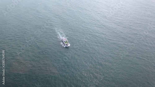 This stock video shows a boat at sea.