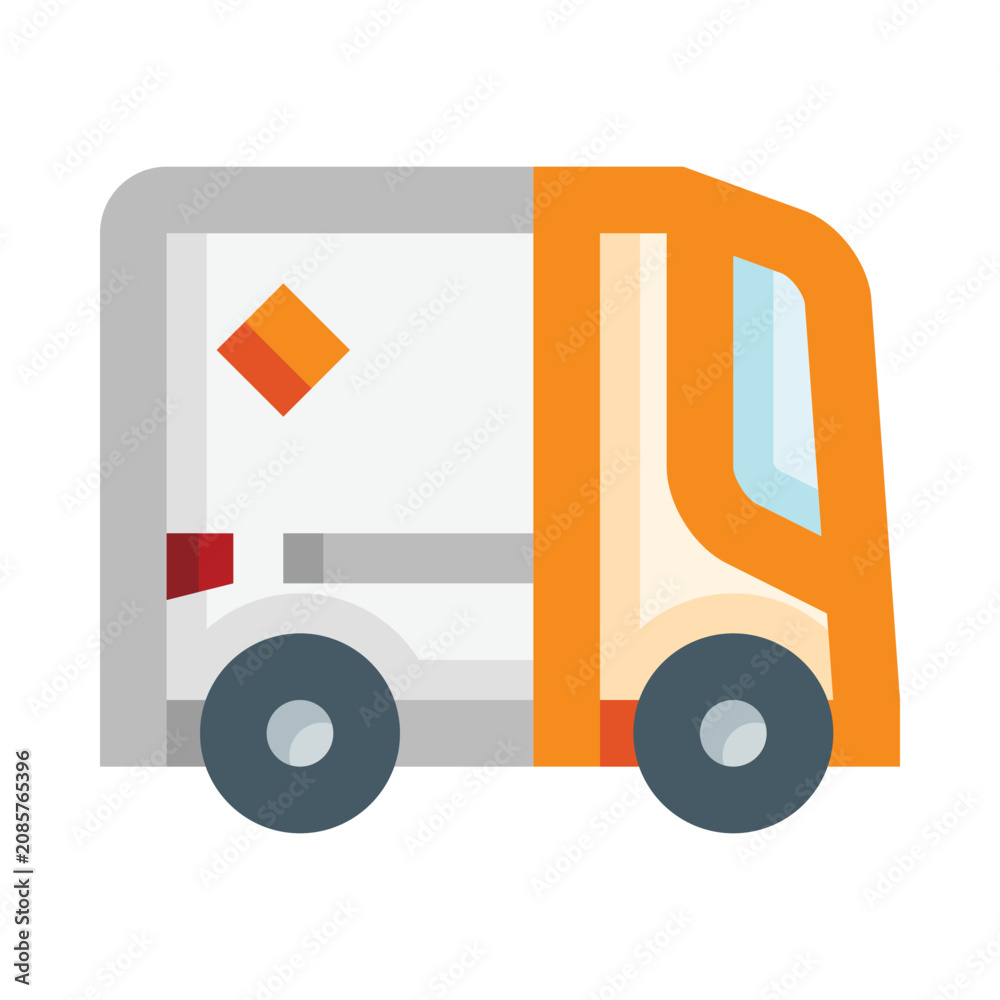 Fototapeta premium Transport delivery vehicles truck lorry commercial vehicle freight car vector illustration
