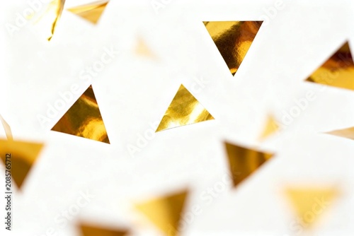 Golden Triangles on White Background