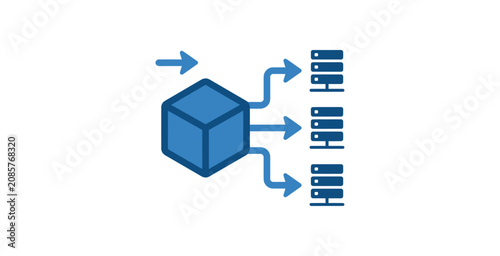 Bild auf Leinwand Data Distribution and Server Routing Icon
