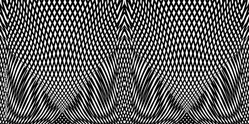 Tableau sur toile Ornamental seamless pattern border with grid optical illusion and moire effect