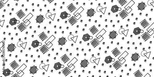 Photos Retro memphis geometric line shapes seamless patterns