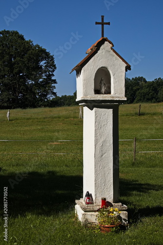 Wayside cross at the village Lutova at Chlum u Trebone, South Bohemian Region, Czech Republic, Europe
