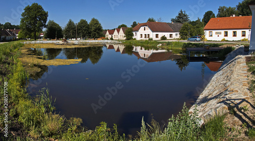Pond in village Lutova at Chlum u Trebone, South Bohemian Region, Czech Republic, Europe
