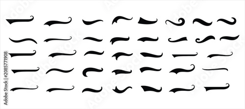 swoosh and mustache icon vector hand drawn illustration on white background, silhouette vector swoosh logo icon