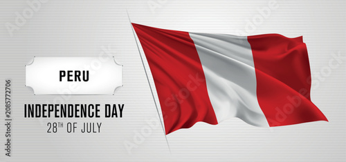 Fotografie Peru happy independence day greeting card, banner vector illustration
