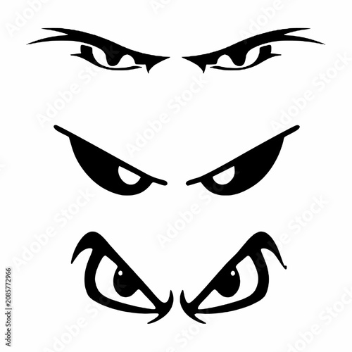 Evil and angry eyes expression vector silhouette set for mascot design