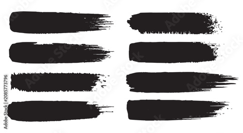 Obraz na płótnie Ink brush banner set with distressed grunge streaks and irregular edges for mode