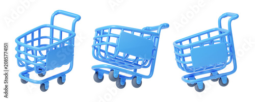 Canvastavla 3D Shopping Cart Icon Collection Isolated on Transparent Background