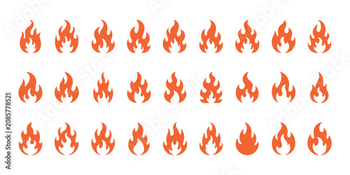 Bild auf Leinwand Orange fire flame sprites animation sequence for game design and thermal effect development