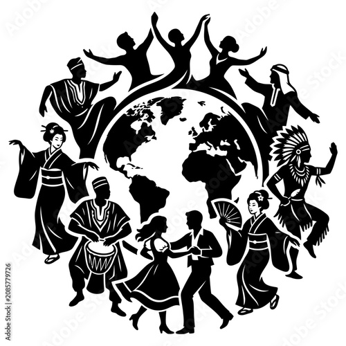 global diversity and cultural harmony among dancing people around the world celebrating international unity and peace