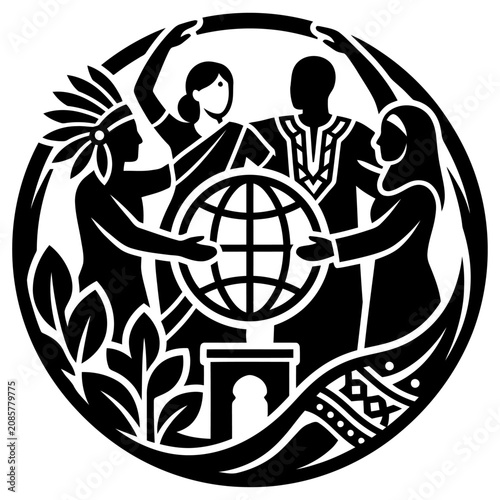 global unity diverse people cultural diversity for international cooperation symbolizing social issues and environmental care.