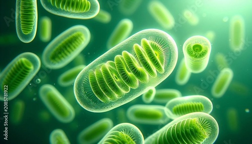 Microscopic mitochondria cell structures