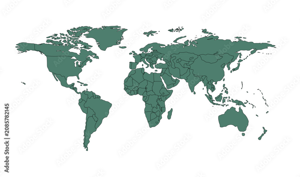 Fototapeta premium Modern Outlined worldmap for horizontal 08 illustration image graphic for design projects presentations digital media marketing visuals professional c