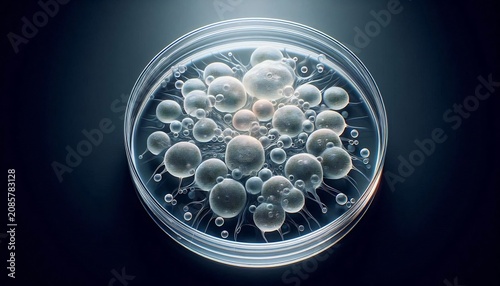 Microscopic cells in petri dish
