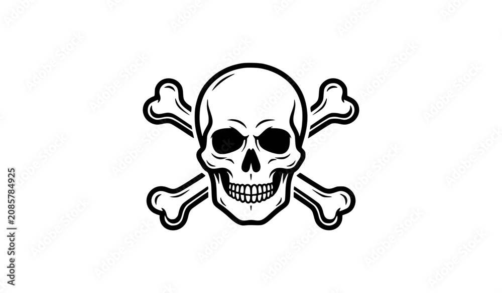 Fototapeta premium Poison Skull Crossbones Warning Symbol Vector Design