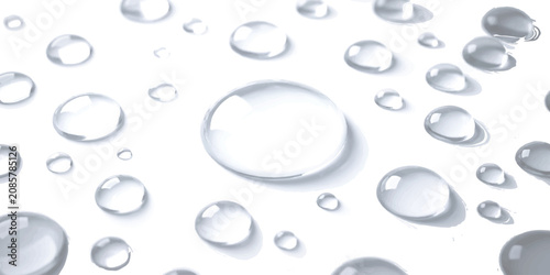 Bild auf Leinwand Clear water droplets and liquid rain beads on a smooth surface