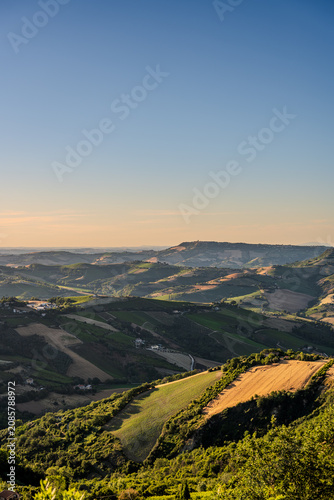 Marche. Spectacular panorama of the Marche hills and Adriatic sea