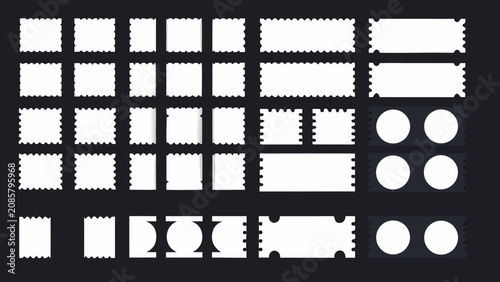 Fotografie Collection of white event ticket stubs with perforated edges against a dark back