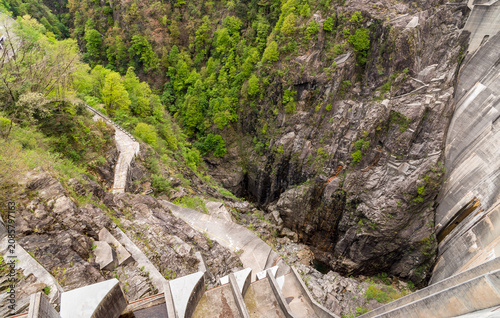 The Contra Dam, also known as the Verzasca Dam, is a massive concrete arch dam located in the Canton of Ticino, Switzerland.