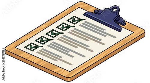 checklist with green checkmarks on clipboard task completion and productivity concept