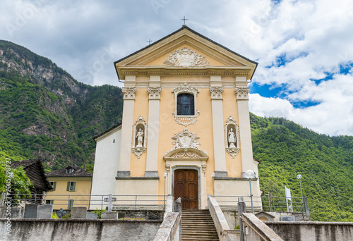 The Church of San Secondo in Ludiano, a picturesque hamlet of Serravalle in the Canton of Ticino, Switzerland