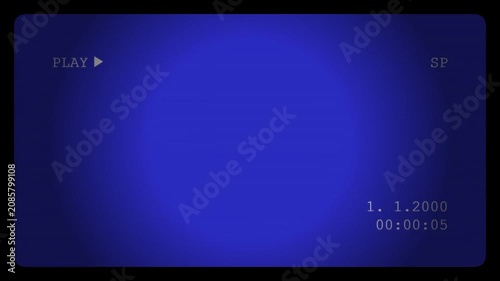 4K Retro VHS Tape Playing Blue Screen with Playback UI and Timecode