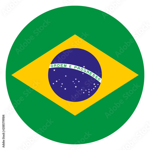 Bild auf Leinwand Brazil Flag Circle Icon Round Button Shape Flat Vector Illustration Isolated for