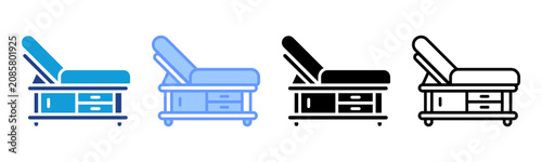 Examination Table icon set multiple style collection