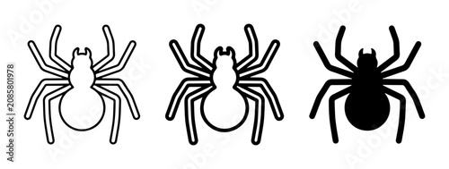 Φωτογραφία Spider Icons Set: Outline and Silhouette Vector Graphics, Arachnid Symbols for H