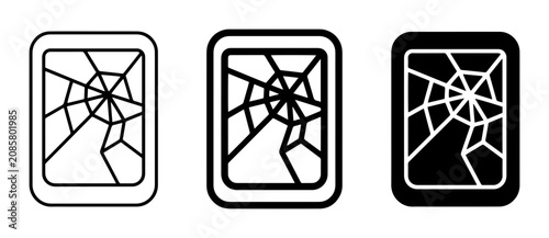 Cracked Screen Icons, Broken Display Symbols, Damaged Device Graphics