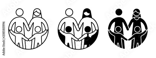 Bild auf Leinwand Family Icon Set, Parental Love, Children Protection, Unity Symbol, Three Variati